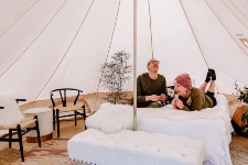 Inside a Glamping Tent interior of Glamping Tent